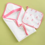 Wash Up Hooded Towel and Washcloth Set (Pink)